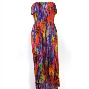 Cynthia Rowley Strapless Hi-Low Colorful Dress